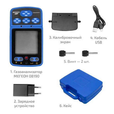 Газоанализатор (комбинированный измеритель 4 в 1) МЕГЕОН 08190 купить по низкой цене | МАКСПРОФИТ